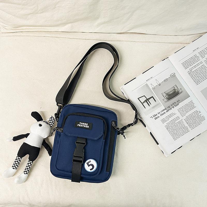 Summer High-End Outdoor Leisure Mobile Phone Messenger Small Bag Female White Couple Canvas Small Square Bag