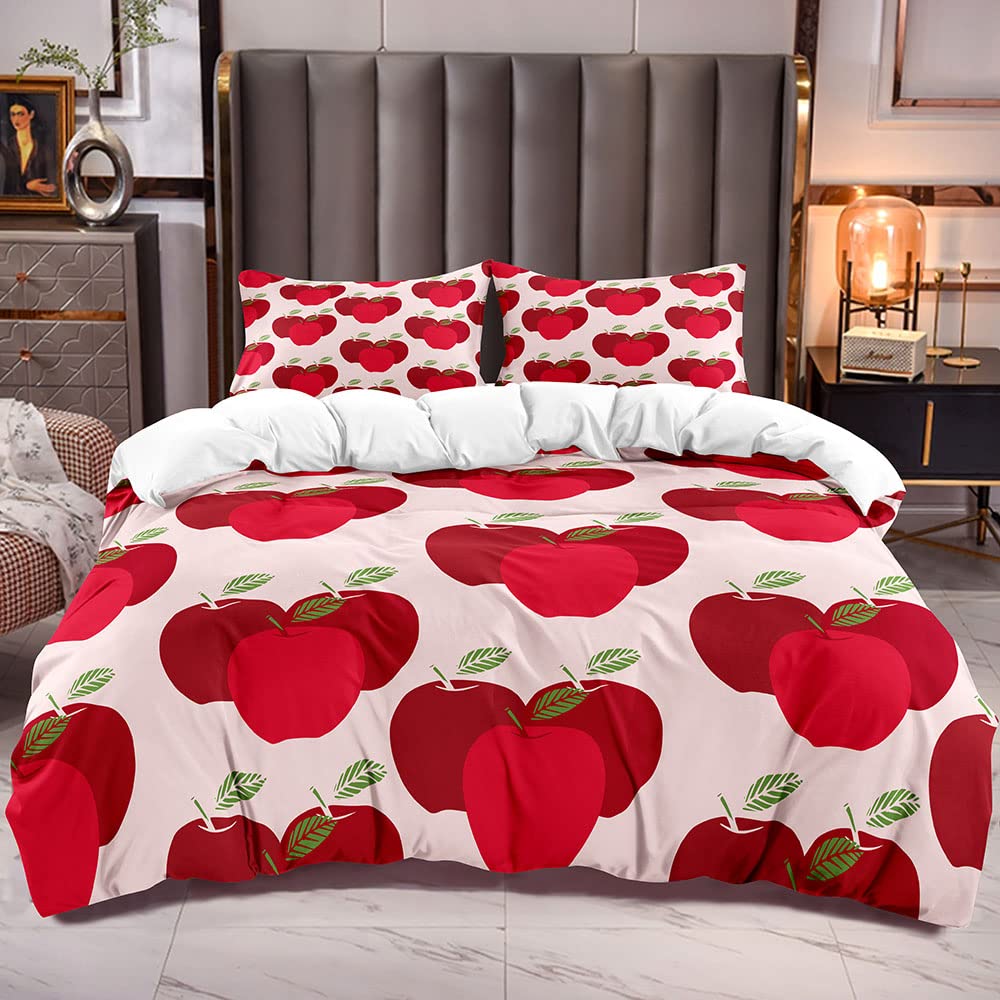 Fruit Duvet Cover Set Queen Size Microfiber Watermelon Banana Apple Pineapple Print Bedding Set Cartton Theme Small Fresh Style