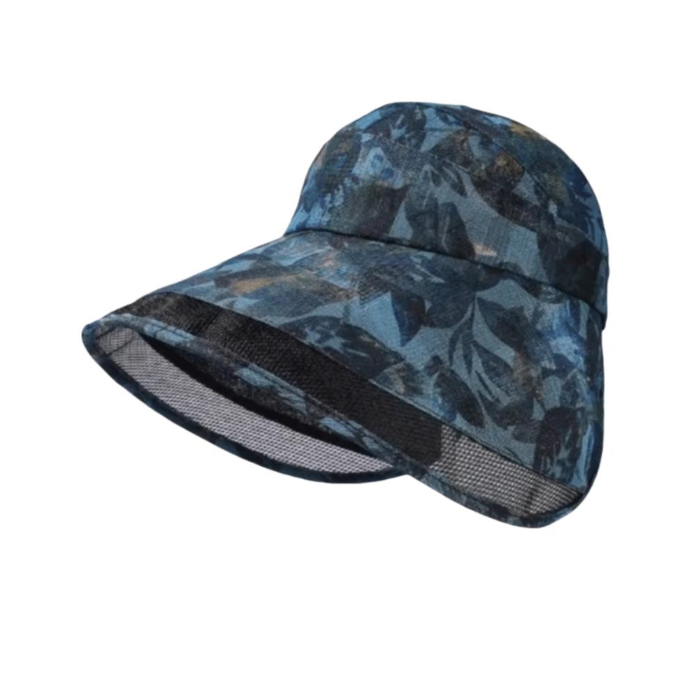 

Breathable Anti-Sun Fisherman Hat Polyester Large Brim Sun Hat Flower Empty Top Cap Outdoor синий