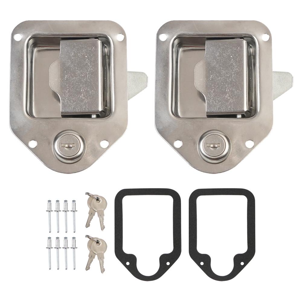 

Защелка для ящика для инструментов грузовика, сменный замок с защелкой для ручки ящика для инструментов с ключами из нержавеющей стали для автофургонов, прицепов, UTV, боксов для квадроциклов, кемперов серебряный