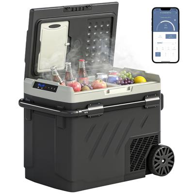 Portable Electric Cooler 49L with Compressor Dual Zone App Control Wheels Telescopic Handle -20 Degrees C To 20 Degrees C and USB Port