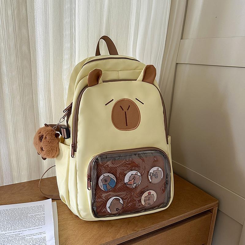 Cute Capybara Casual Student Large Capacity Waterproof Backpack Fashionable Backpack for Class High Appearance Double Shoulder Carry