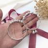 Fashion Transfer Bead Bell Bracelet Girls Sweet Versatile Temperament Bracelet Silver Bead Simple Bracelet with Accessories
