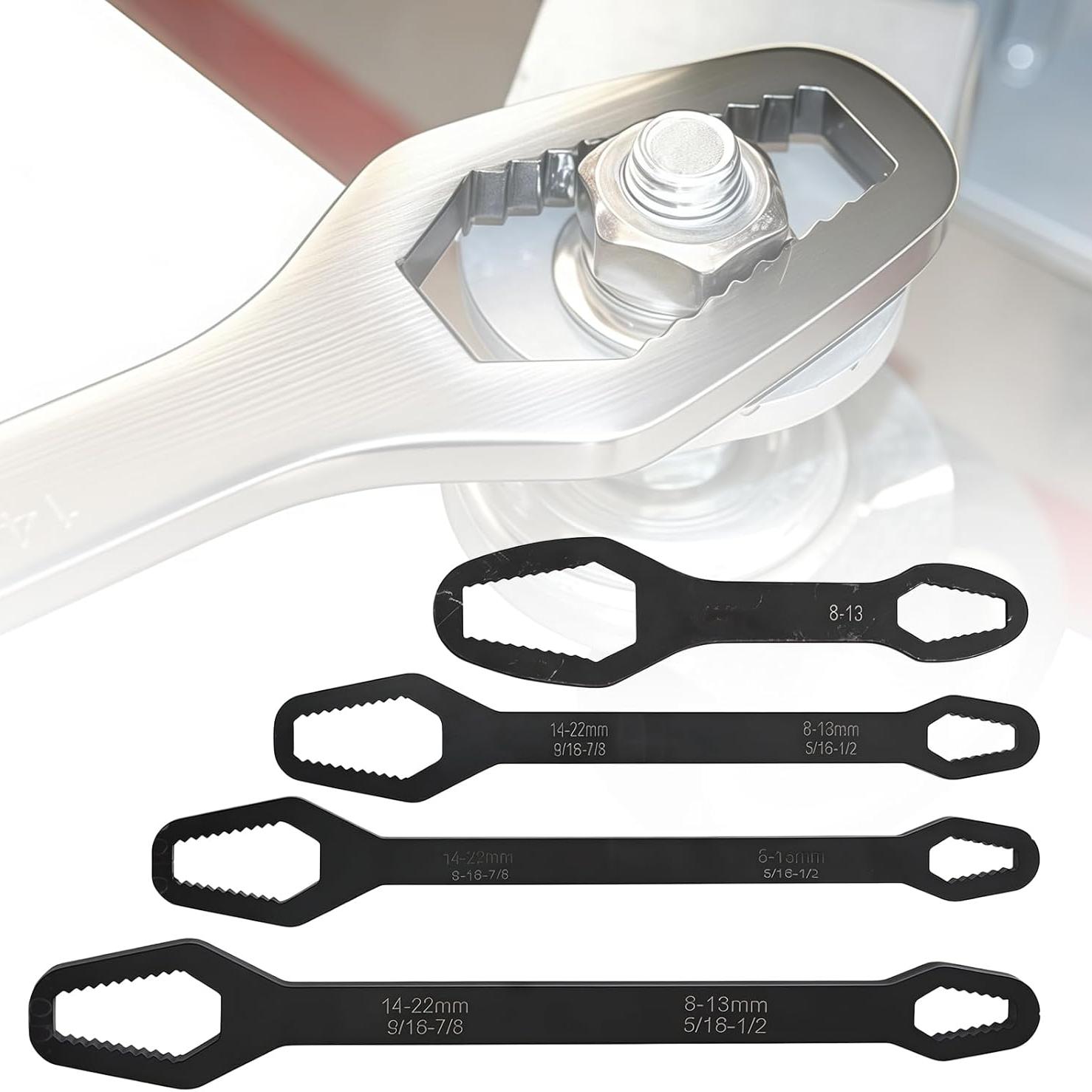 

Multi-Size Thickened Double-Ended Torx Wrench Universal Automotive Wrench 8-22mm Tool Self-Tightening Adjustable for Mechanical Maintenance Home 4pcs