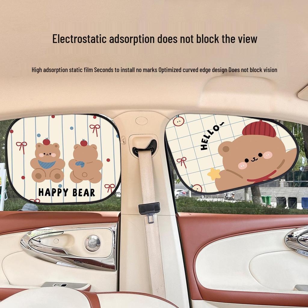Elektrostatische Auto Zonnescherm - Schattig Beer Ontwerp voor Baby Warmtebescherming & Isolatie