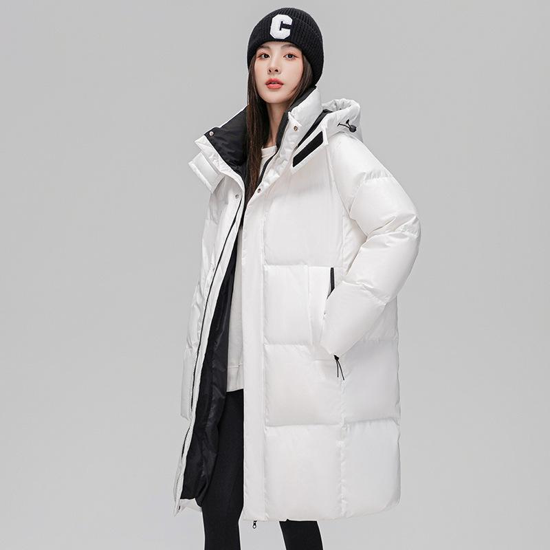 Winter Hooded Thick Casual Down Jacket for Men & Women - 90% White Duck Down, Mid-Length, Loose Fit