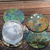 CARIBOU Coasters - Irises, Mulberry, The Pink Peach Tree by Vincent Van Gogh, Gustav Klimt Flower Garden Design Absorbent Round Fabric Felt Neoprene