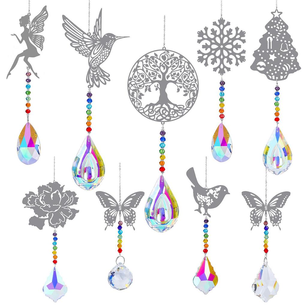 Crystal Sun Catcher Prisms Hanging Rainbow Chaser Window Wind Chime Tree of Life Home Decoration Car Art Hanging Pendant