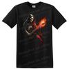 Skull Guitarist T Shirt Fiery Skeleton Rock Music Gothic Halloween Tee Graphic