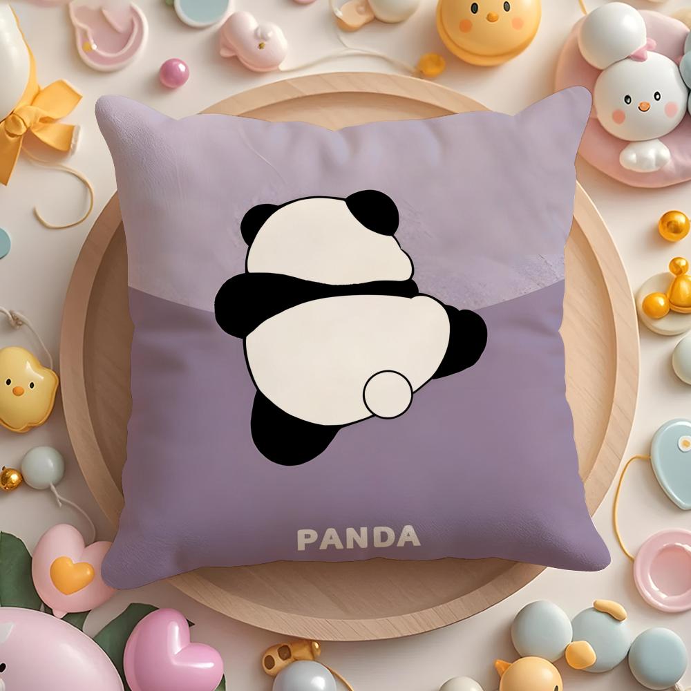 Lovely Panda Pillow Case Short Plush Double-Sided Printing Home Machine Washable In Warm Winter Cushion Cover