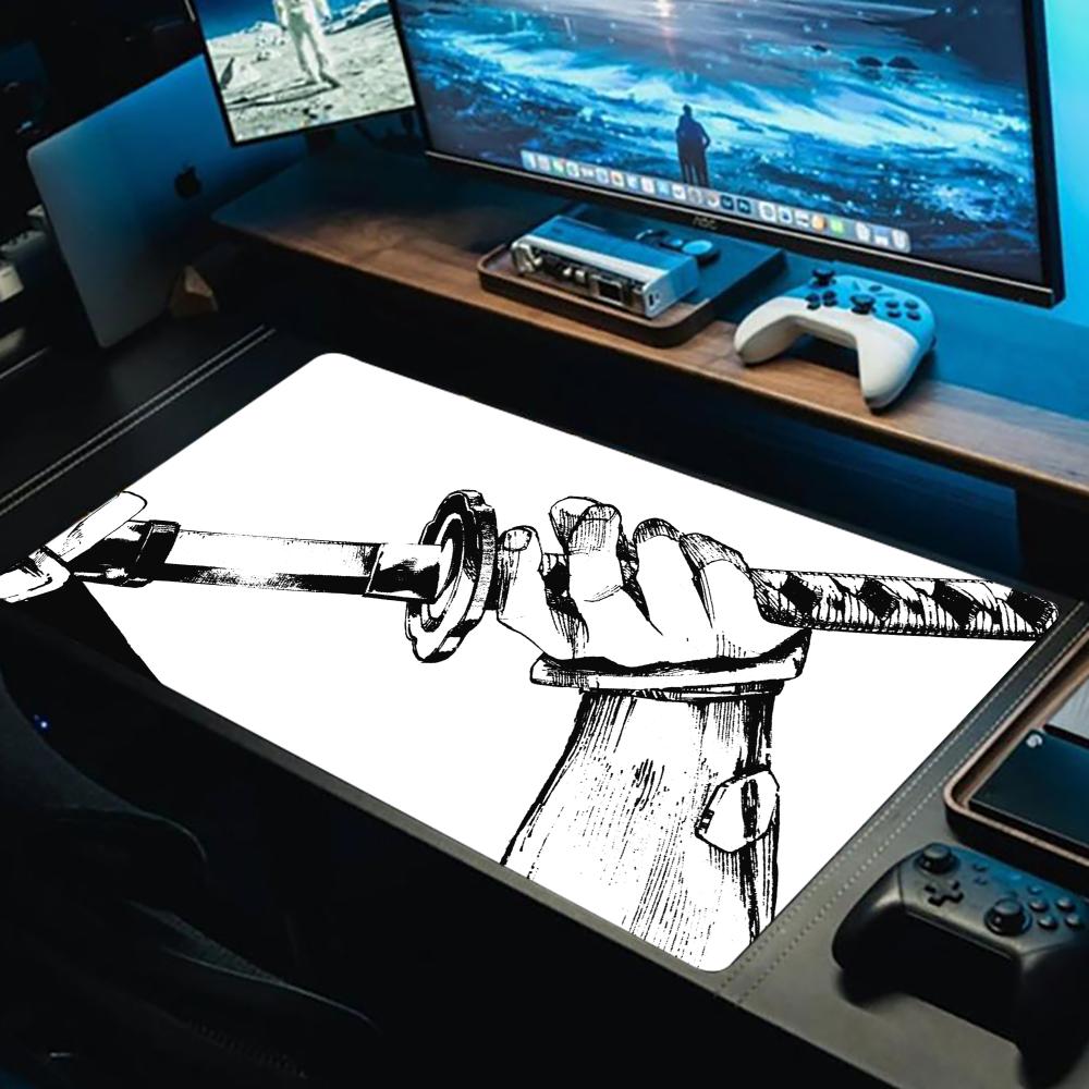 Japan Katana Mouse Pad Extended Keyboard Mat XXL Large Gamer Desk Pads Office Computer Mousepad Game Anti-Slip Rubber Table Mats