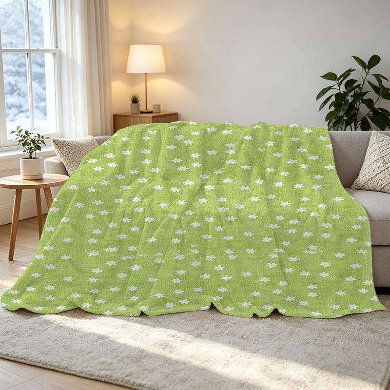 Hemmed Flannel Fleece Blanket, Fresh Floral Soft Cozy Throw for Couch, Home, Halloween & Christmas, Warm Indoor Decor