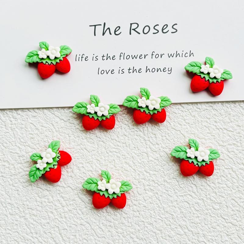 

10 Pcs New Cute Mini Resin Cartoon Strawberry Flat Back Ornament Jewelry Making Manicure Hairwear Accessories A57