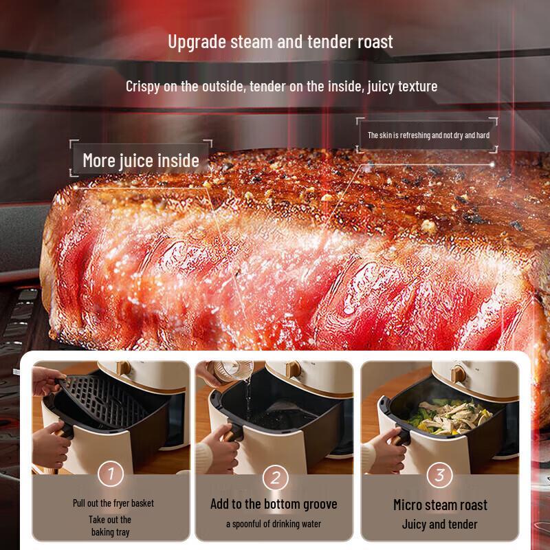 Midea 5.3L No-Flip Steam Air Fryer