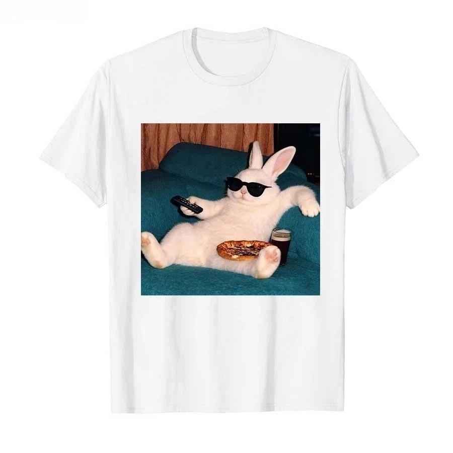 2026 Faules Kaninchen Meme Kaninchen T-Shirt Herren Damen Harajuku Hiphop Streetwear T-Shirts Oberteile Hip Hop Streetwear Übergroßes T-Shirt