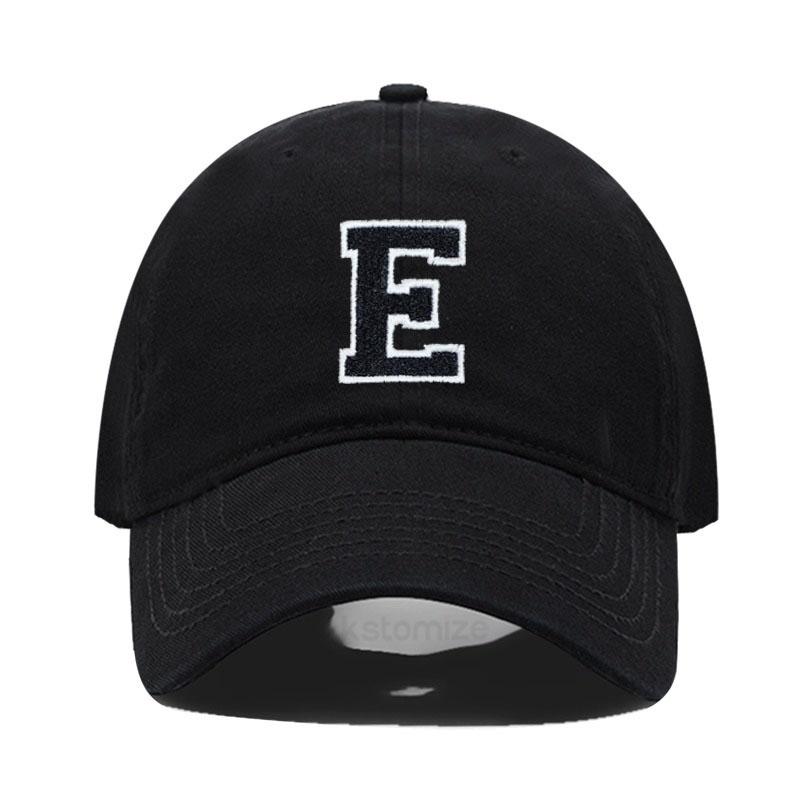 Initial Letter A-Z Black Baseball Cap For Men Womne High Quality Soft Cotton Embroider Fashion Team Sport Visors Snapback Caps