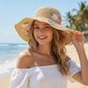 Embroidered Flower Flower Straw Hat Boho UV Protection Cap Sweet Women's Sun Hats  Travel