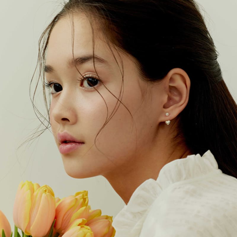 Murmur [925silver]Heart Pearl Earjacket Earrings