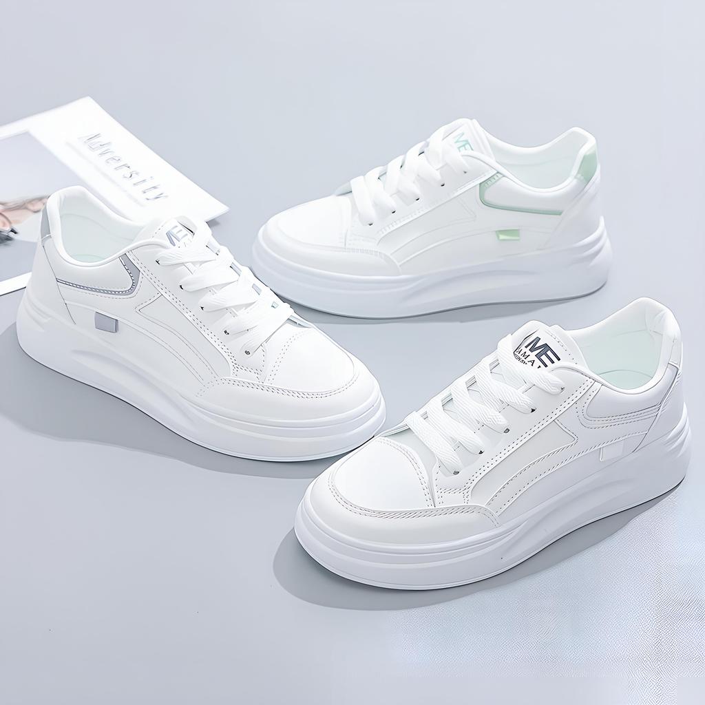 Dames Nye Vår Høyhælte Hvite Sneakers, Perfekte for Sport og Fritid