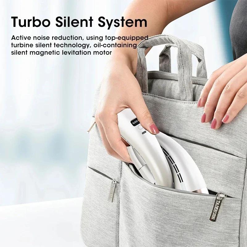 USB Rechargeable Portable Neck Fan 5-Speed Mini Air Cooler with Digital Display Foldable Hands Free Design