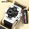 SANDA 3168 Fashion News Style Sport Wrist Watch Men Wristwatch LED Digital Quartz Dual Display Male Watch Waterproof 2024