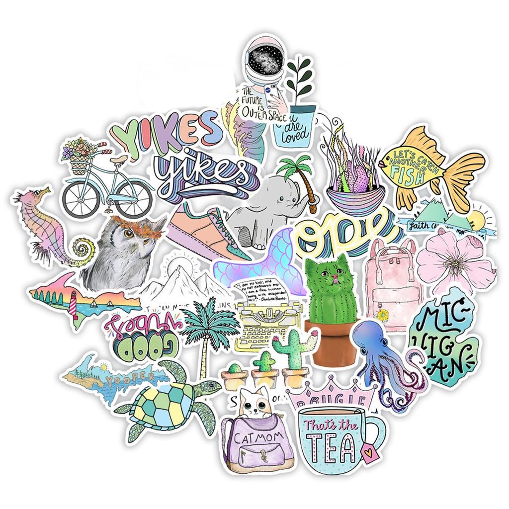 50XPC  Sticker Luggage Refrigerator Phone Water Cup Waterproof Sticker