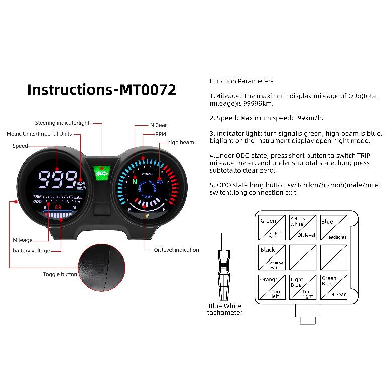 ADQ Universal Digital Motorcycle Speedometer Tachometer 15000 RPM Auto LCD Digital Odometer Bike Gauge Moto Dashboard Meter