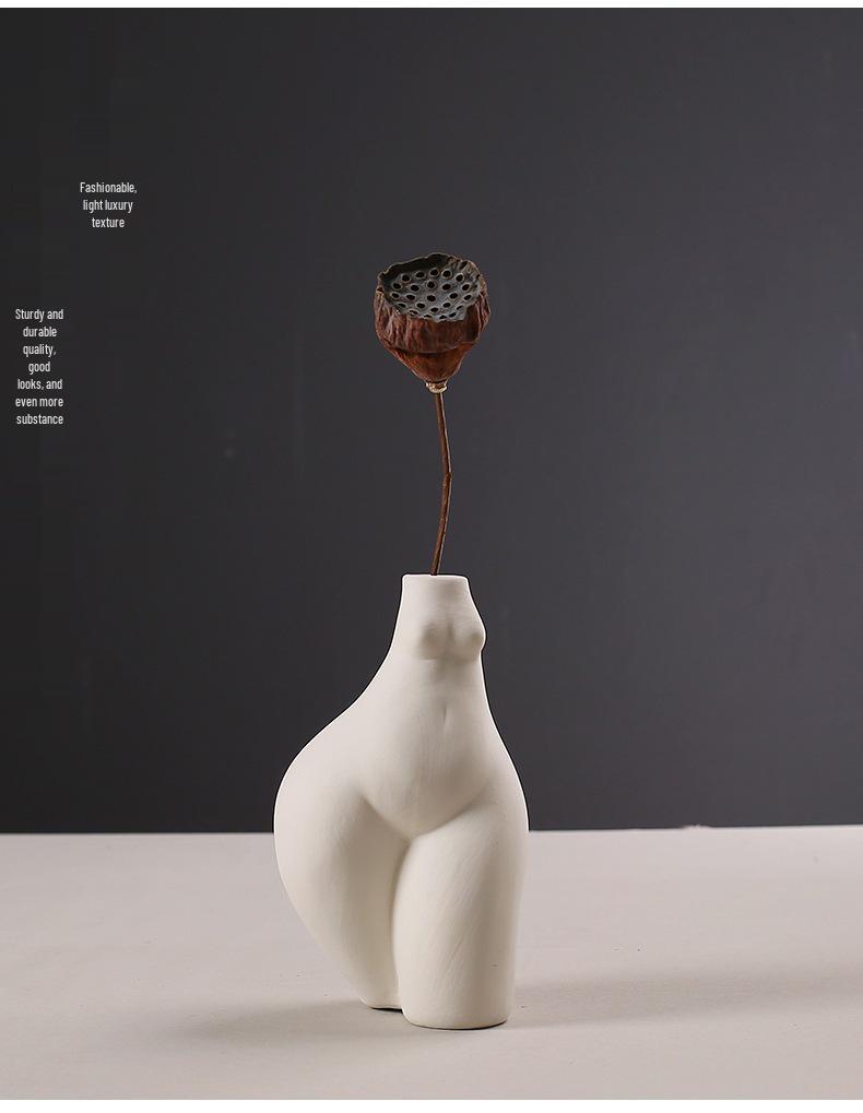 Nordic White Ceramic Human Body Art Vase - Decorative Sculpture for Home