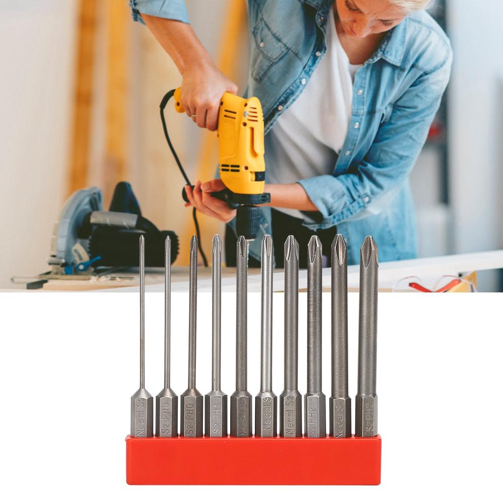 

10 шт. 14-дюймовые биты для отвертки, магнитные, с шестигранным хвостовиком, набор сверлильных головок, нескользящие, из легированной стали S2