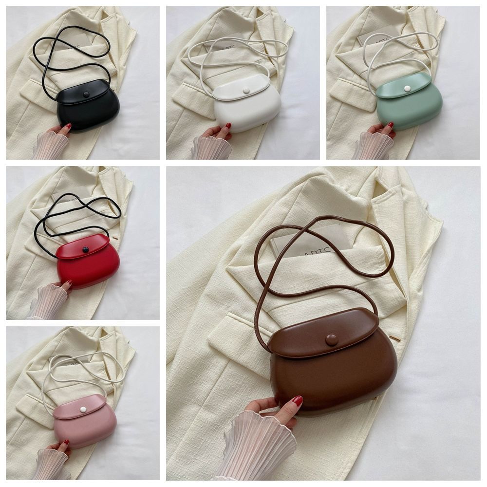 PU Leather Candy Color Shell Bag Korean Style Versatile Saddle Bag Flap Crossbody Bags  Girls