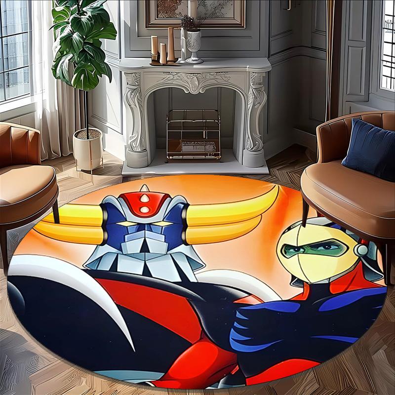 1pc UFO Robot Grendizer9 Print Round Carpet Chair Round Carpet Suitable for Bedroom Living Room Home Decorative Carpet