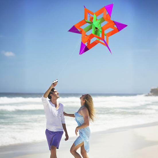 3D Lotus Kite Snadno létatelný, odolný, venkovní, pláž, park, trávník, děti, dospělí, hračka pro draka, rodina, batolata, chlapci, dívky, začátečníci, barevný létající drak