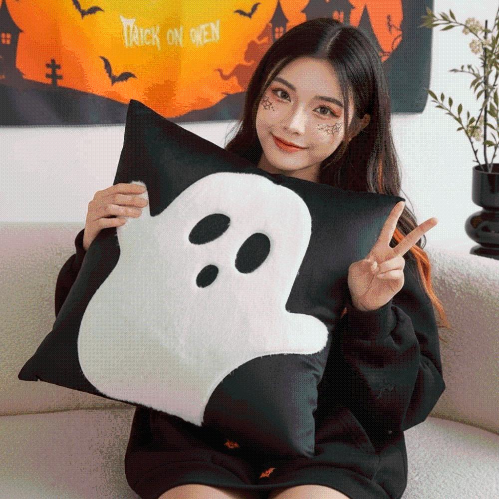 Cute Embroidery Halloween Cushion Cover Square Shape Ghost Cushion Shell Home Party