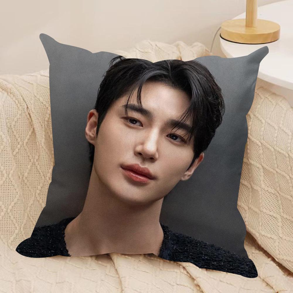 BByeon Wooseok Korea Cushion Cover Silky Short Plush DoubleSided Printed Pillow Case for Sofa All Seasons Home Decor Gift