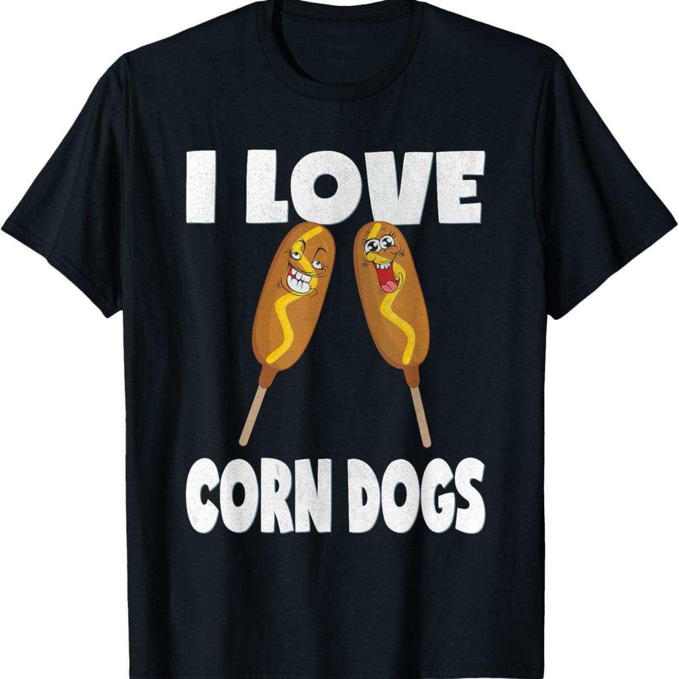 

Funny I Love Corn Dogs Cartoon Graphic Tee Soft Cotton Casual T-Shirt for Men and Women 4XL