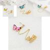 Elegant Alloy Butterfly Stud Earrings With Colorful Geometric Designs