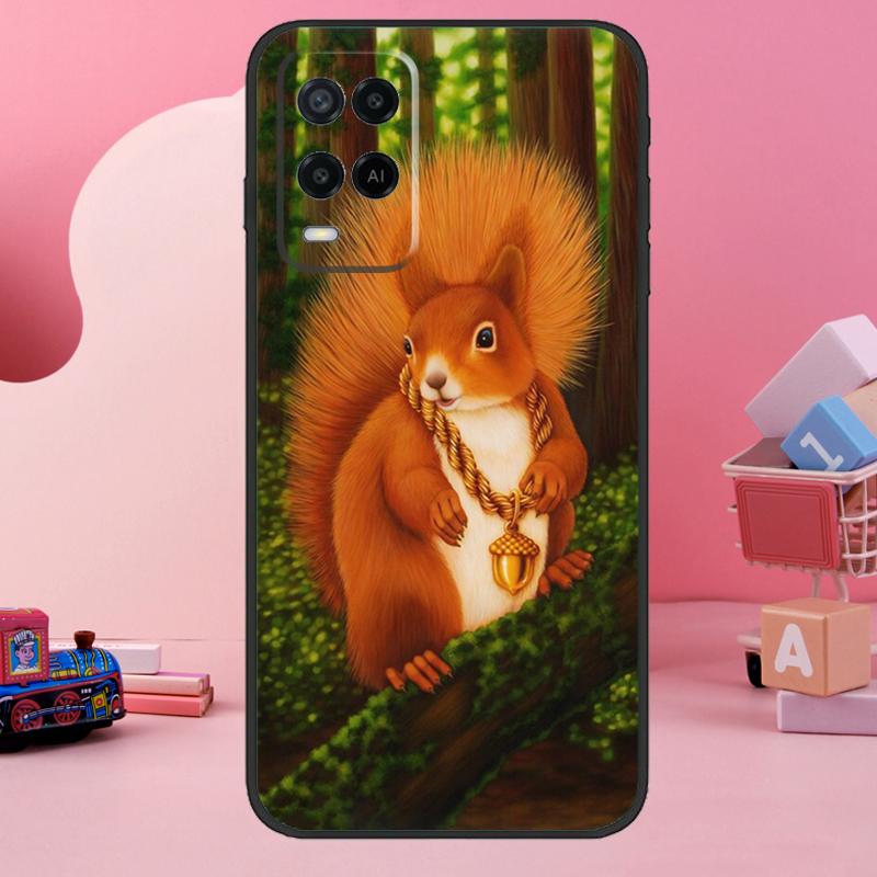 Cartoon Squirrel Case For Oppo A18 A38 A58 A78 A98 A74 A54 A94 A80 A60 A40 A96 A76 A16 A15 A17 A57 A77 A5 Pro