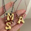 New Handmade Balloon Initial Alphabet Color Cord Neckalce Stainless Steel Bubble Chunky A-Z Letter Birthday Gifts Gothic Jewelry