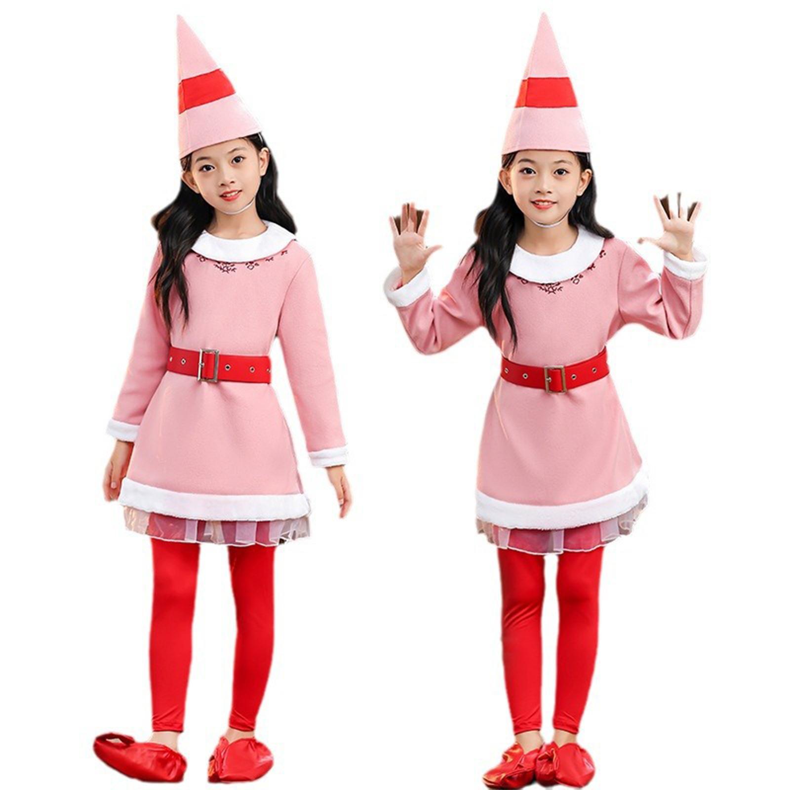 

Girls Long Sleeved Plush Christmas Performance Dress With Plush Hat Performance 140