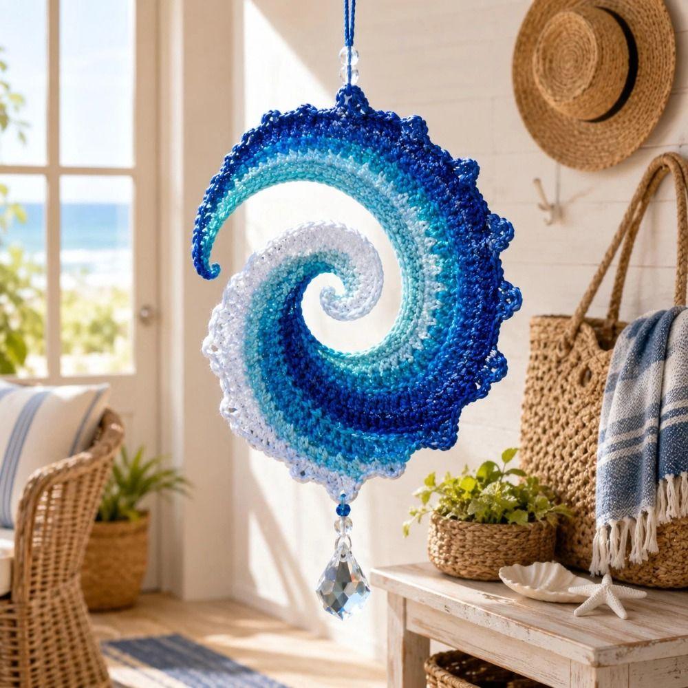 Handmade Spiral Wave Ornament Kit Beaded Crochet Ornament Kit Creative DIY Crochet Set
