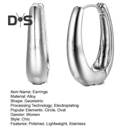 1 Pair Huggie Earrings Retro Geometric Solid Color Anti-allergy Electroplated Lightweight Stainless Ear Decoration Jewelry Commute Ear Hooks
