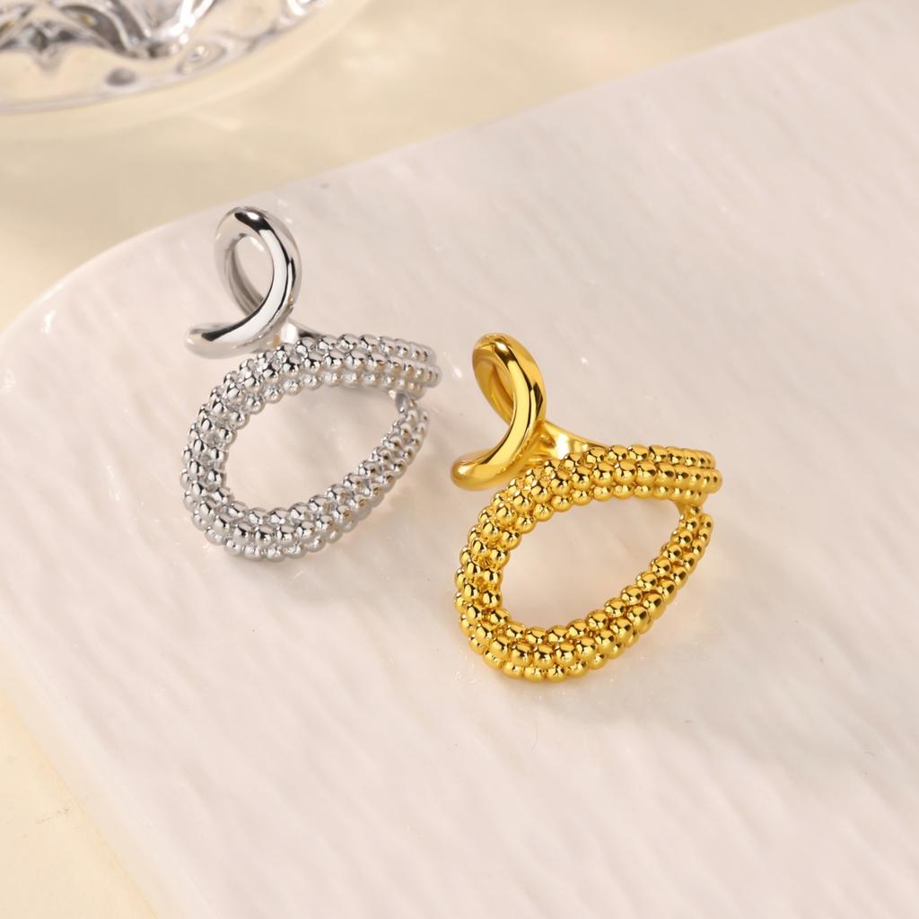 Luxury Geometric CZ Zircon Open Rings For Women Gold Color Stainless Steel Ring Shiny Fashion Jewelry Party Gift
