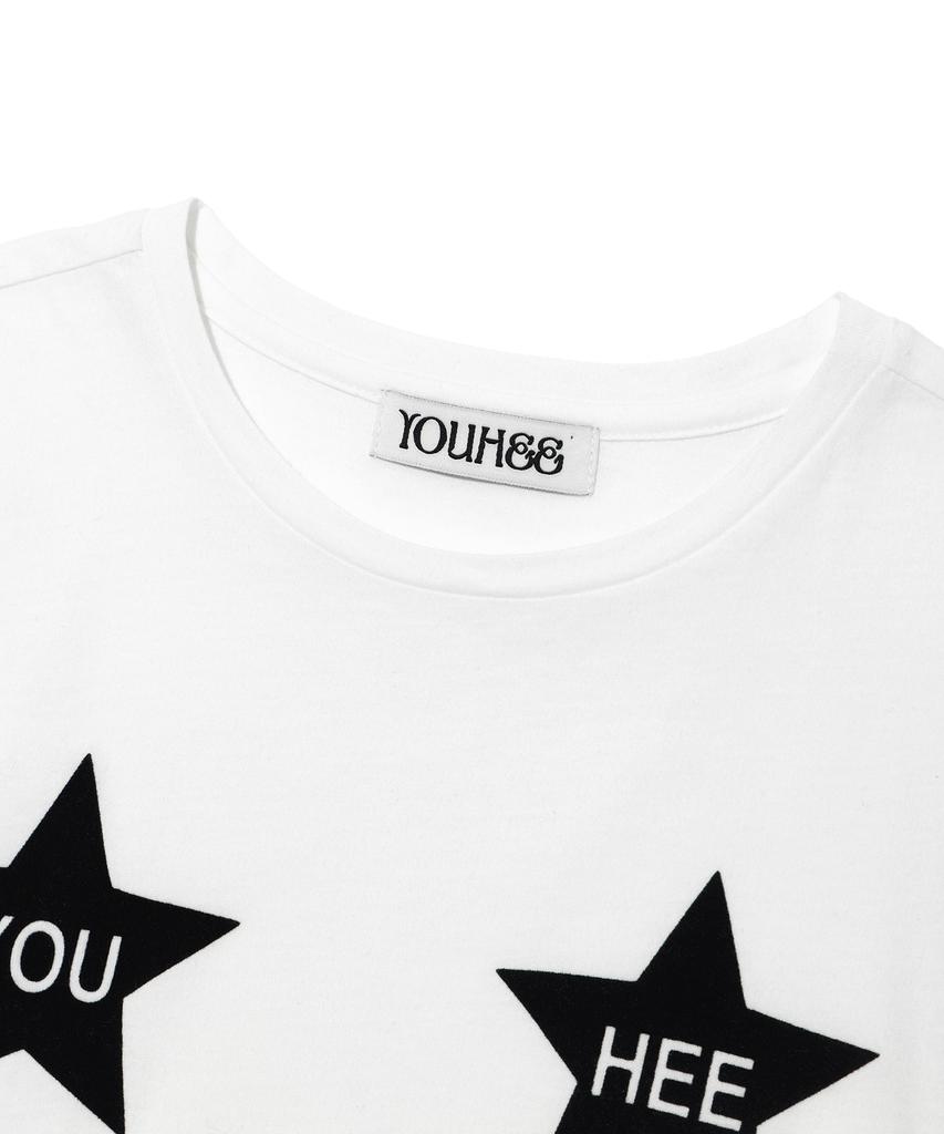 YOUHEE Youhee Double Star Graphic T-Shirt White
