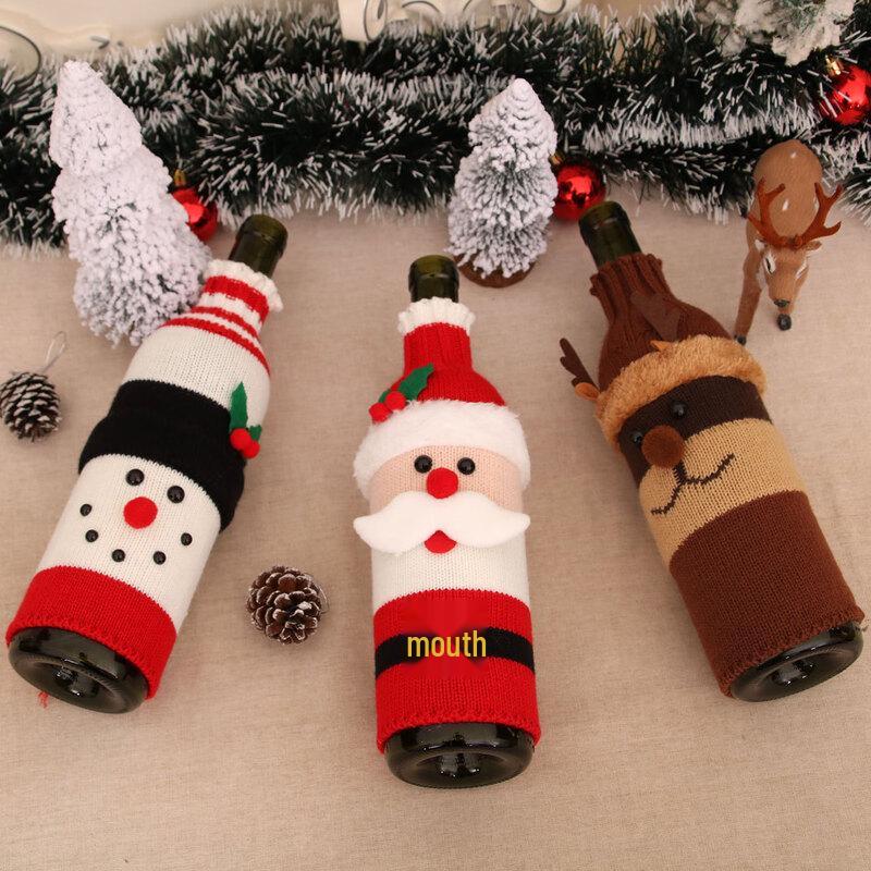 Weihnachtsgestrickter Weinflaschenüberzug