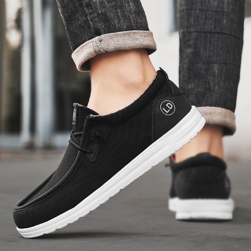 Men Canvas Shoes Black Driving Shoes Casual Grey Wide Head Cloth Shoes for Farther Plus Size Lightweight