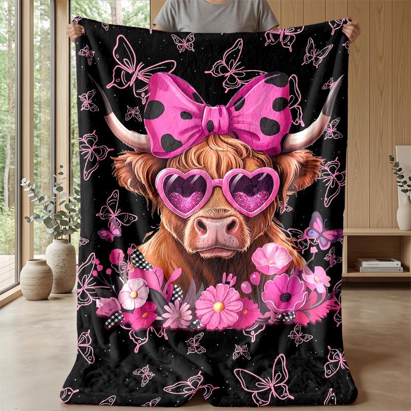 Mechanical Calf In Farm Theme Blanket Lightweight Warm Flannel Blanket Decorative Throw Blanket for Home Decoration