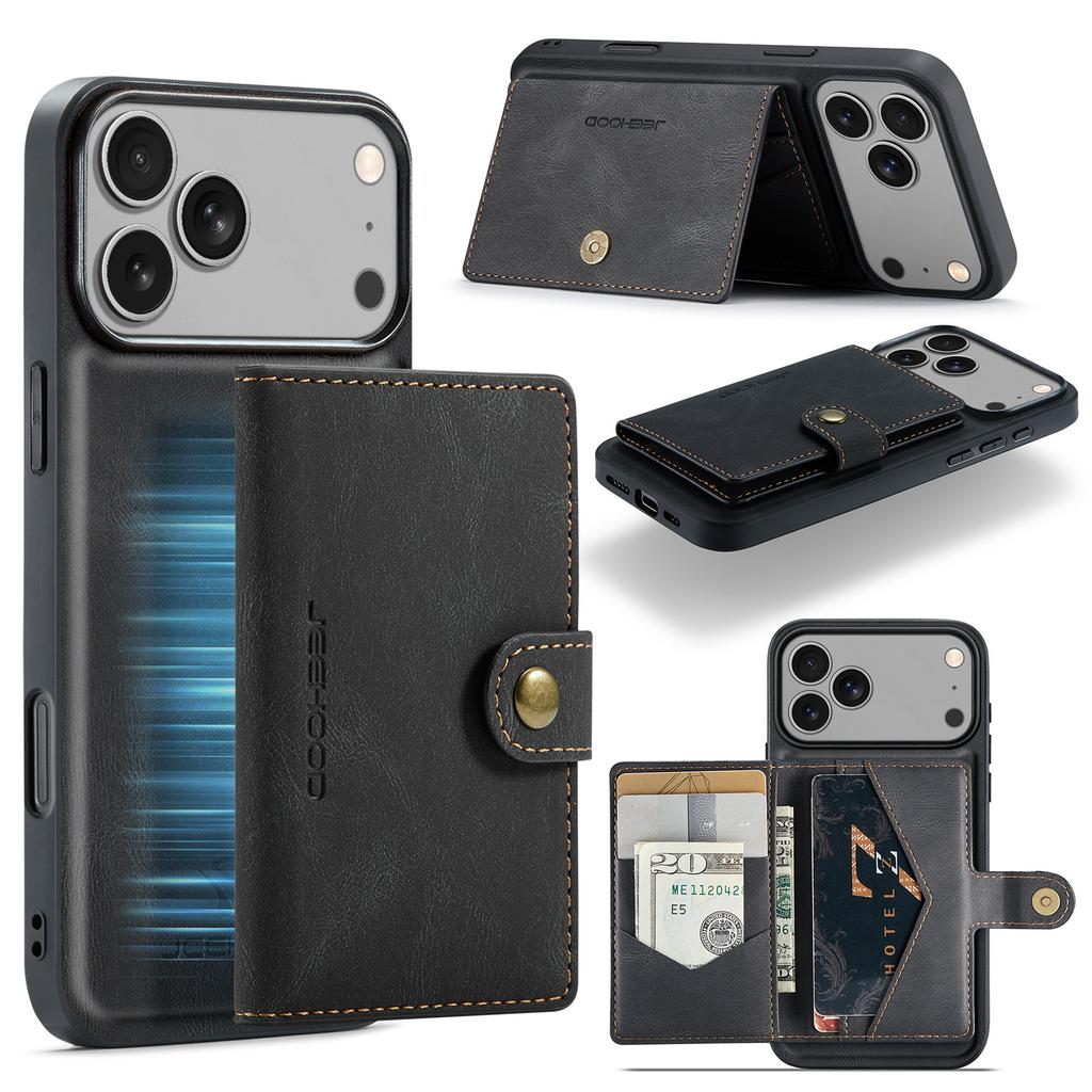 2 In 1 Magnetic Detachable Leather Cards Solt Wallet Case For iPhone 17 Pro Max 16 Plus 15 14 13 12 11 Phone Holder Bag Cover