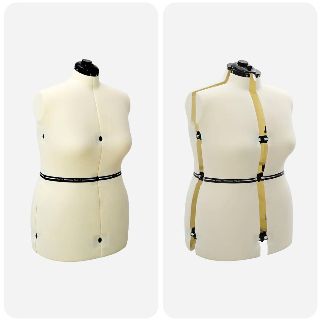 Adjustable Dress Form for Women Cream L Velvet