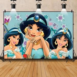 Princess Jasmine Aladdin Theme Background Children Girls Birthday Party Decoration Background Banner Baby Shower Supplies Props