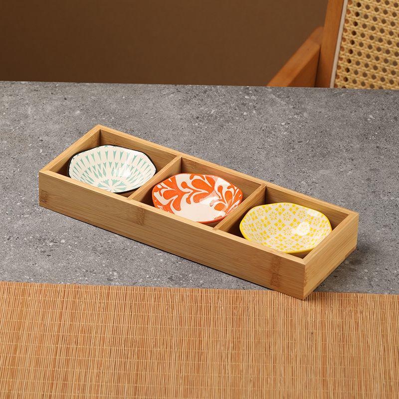Bamboo Nine-Compartment Snack Tray for Dried Fruits and Hot Pot Side Dishes